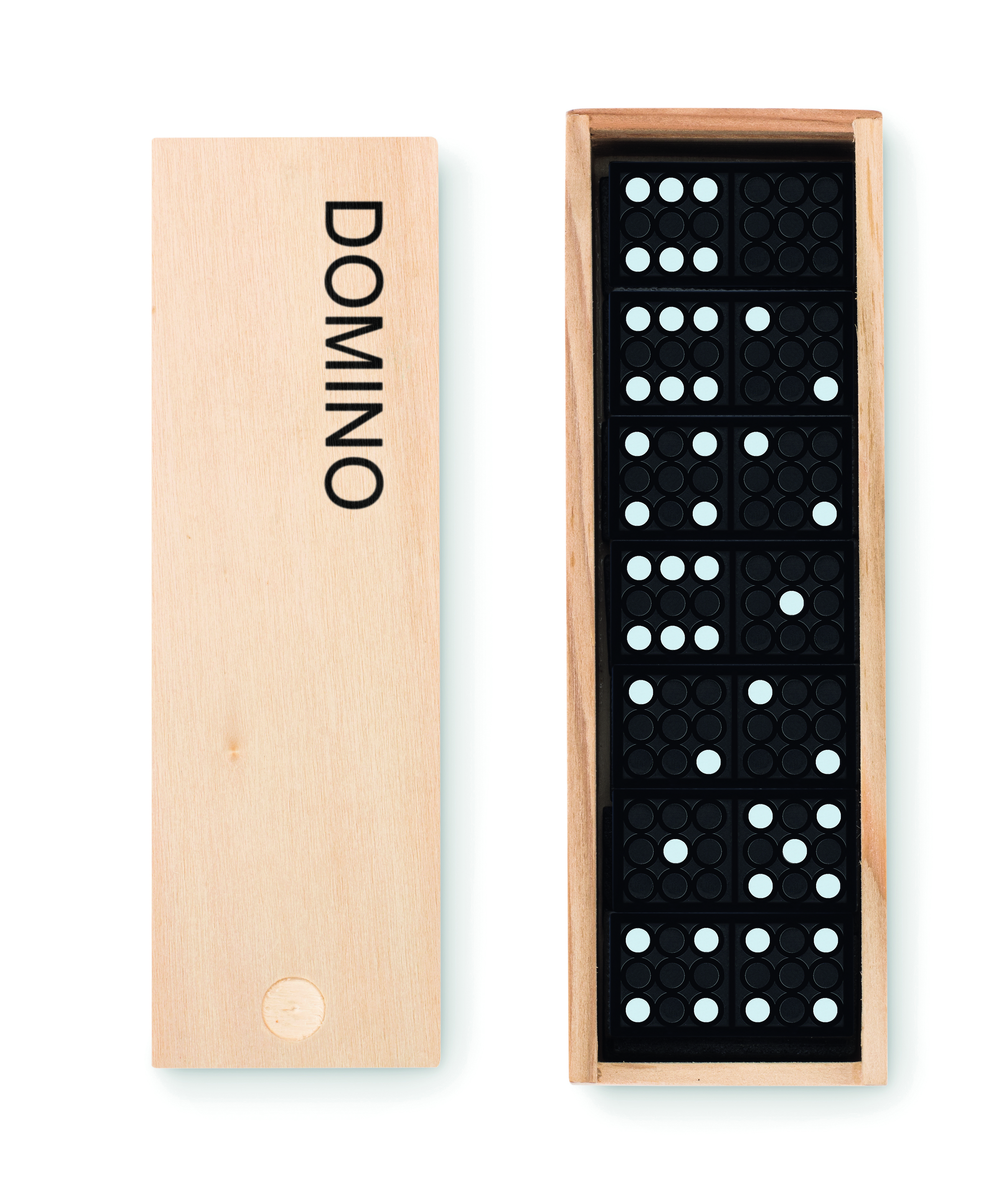 Jeu de dominos en boîte en bois