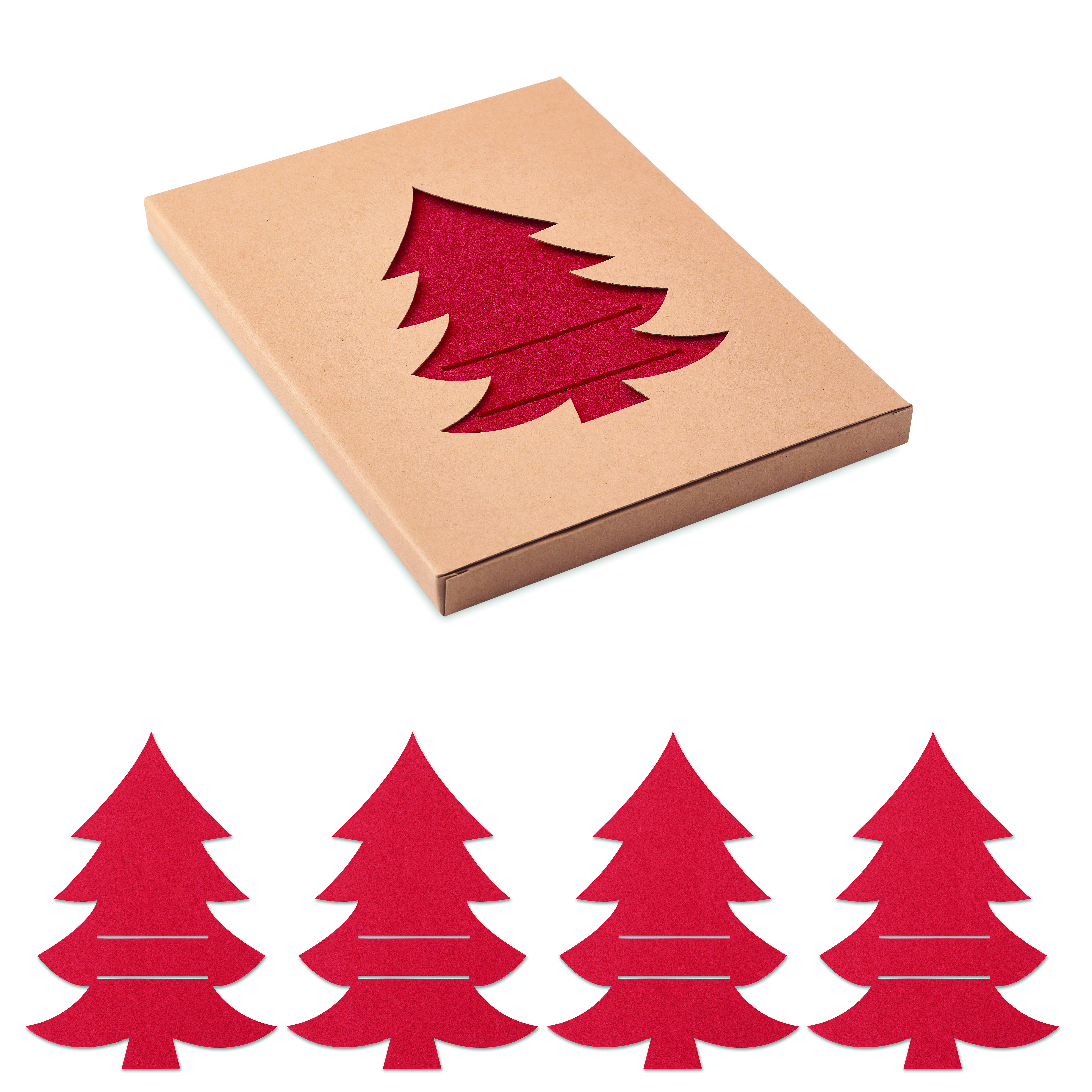 Lot de 4 porte-couverts de Noël en feutre recyclé