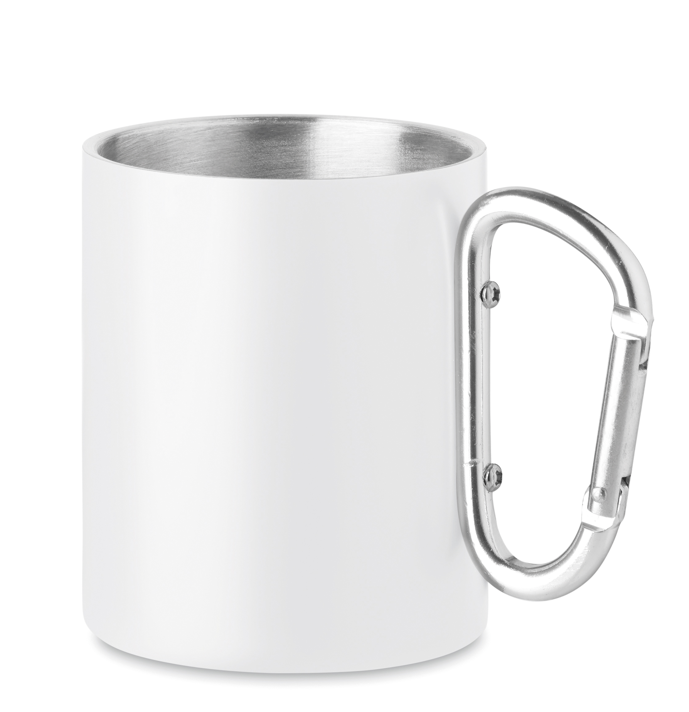 Mug double paroi 300 ml à anse mousqueton en inox