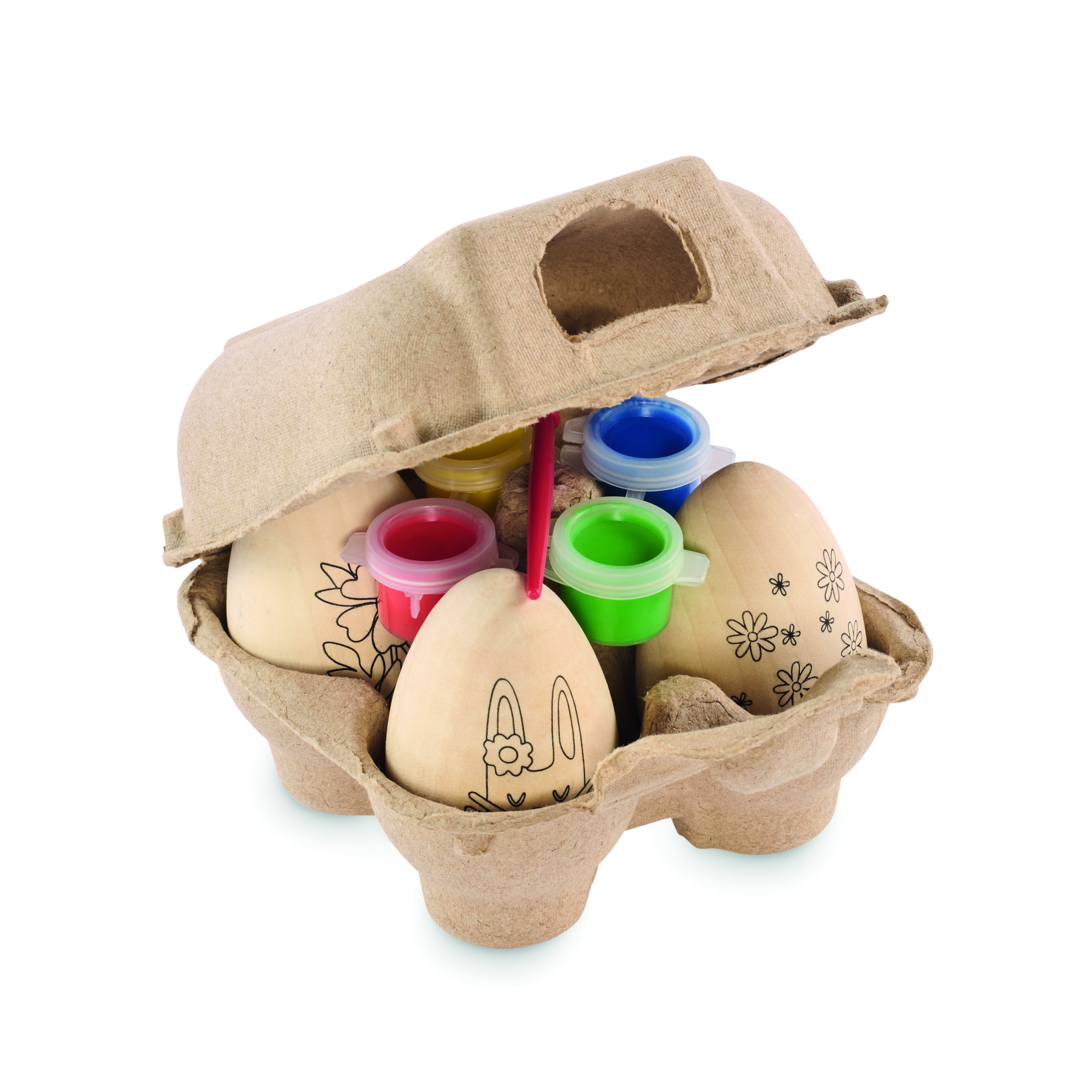 Coffret de peinture d'œufs de Pâques en bois