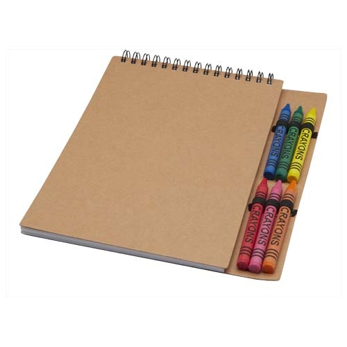 Carnet A5 souple à spirale Doodle avec 6 crayons