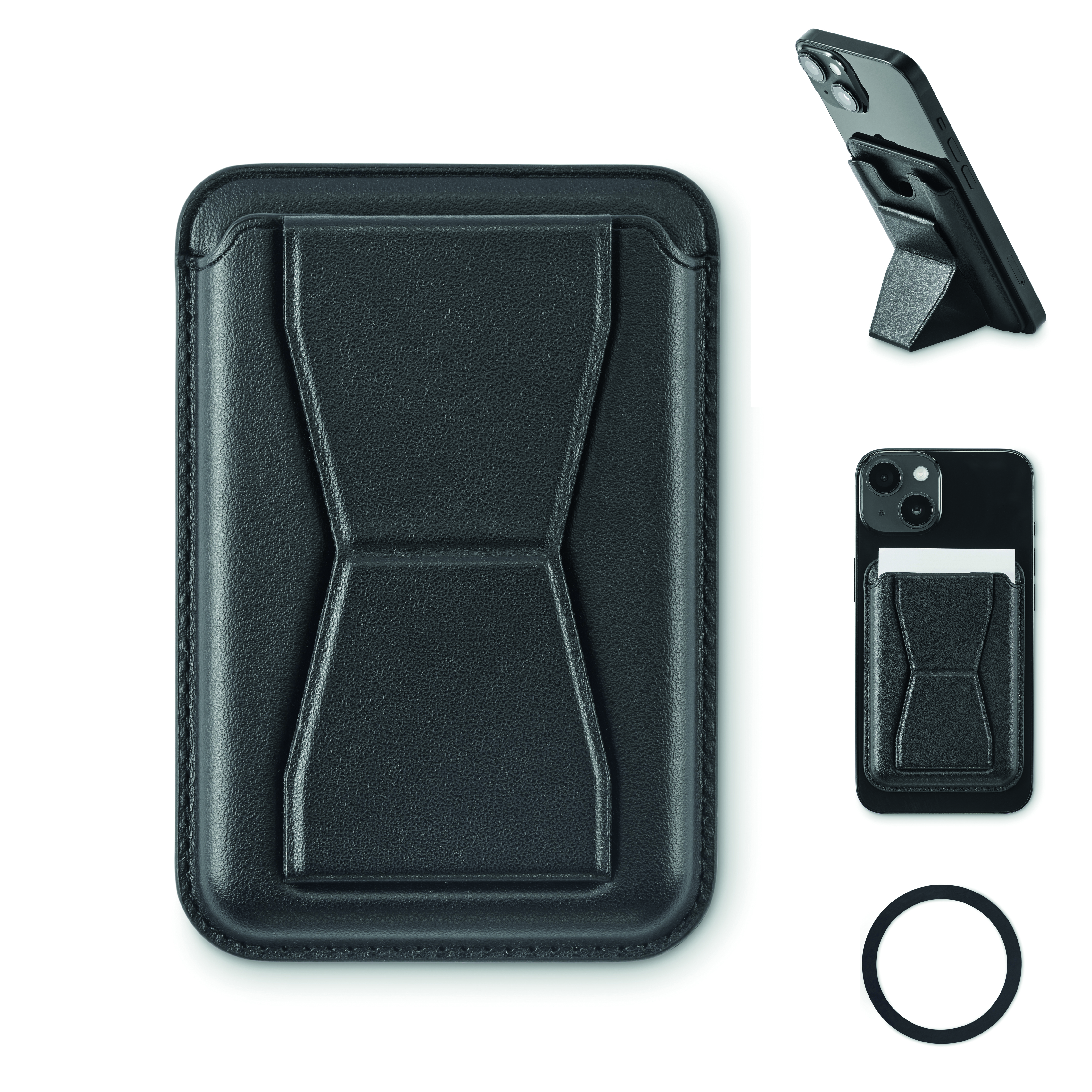 Porte-cartes magnétique pour smartphone en similicuir