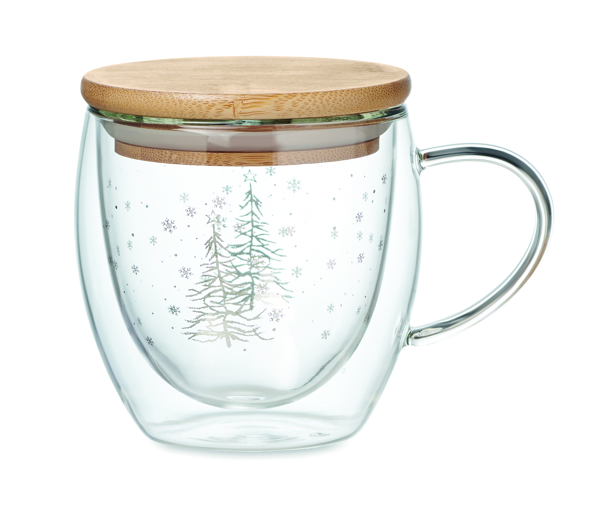 Tasse double paroi 220 ml en verre borosilicate et bambou