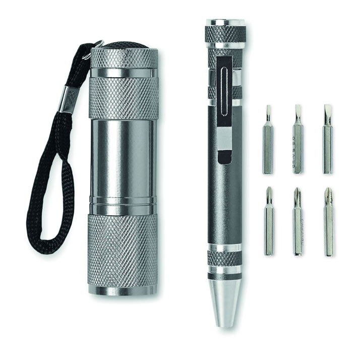 Set lampe torche 9 LED et tournevis stylo