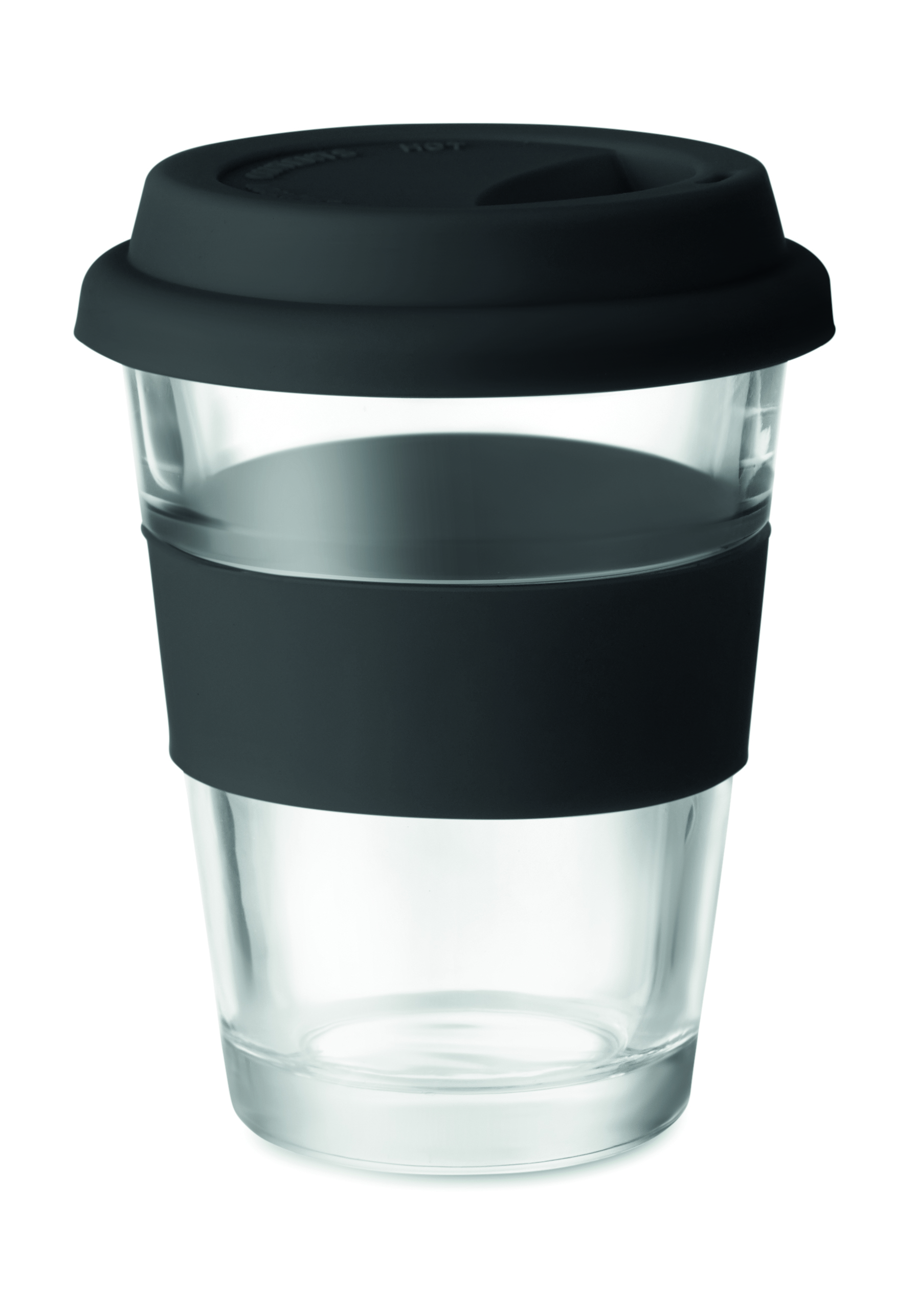 Gobelet 350 ml avec poignée silicone en verre