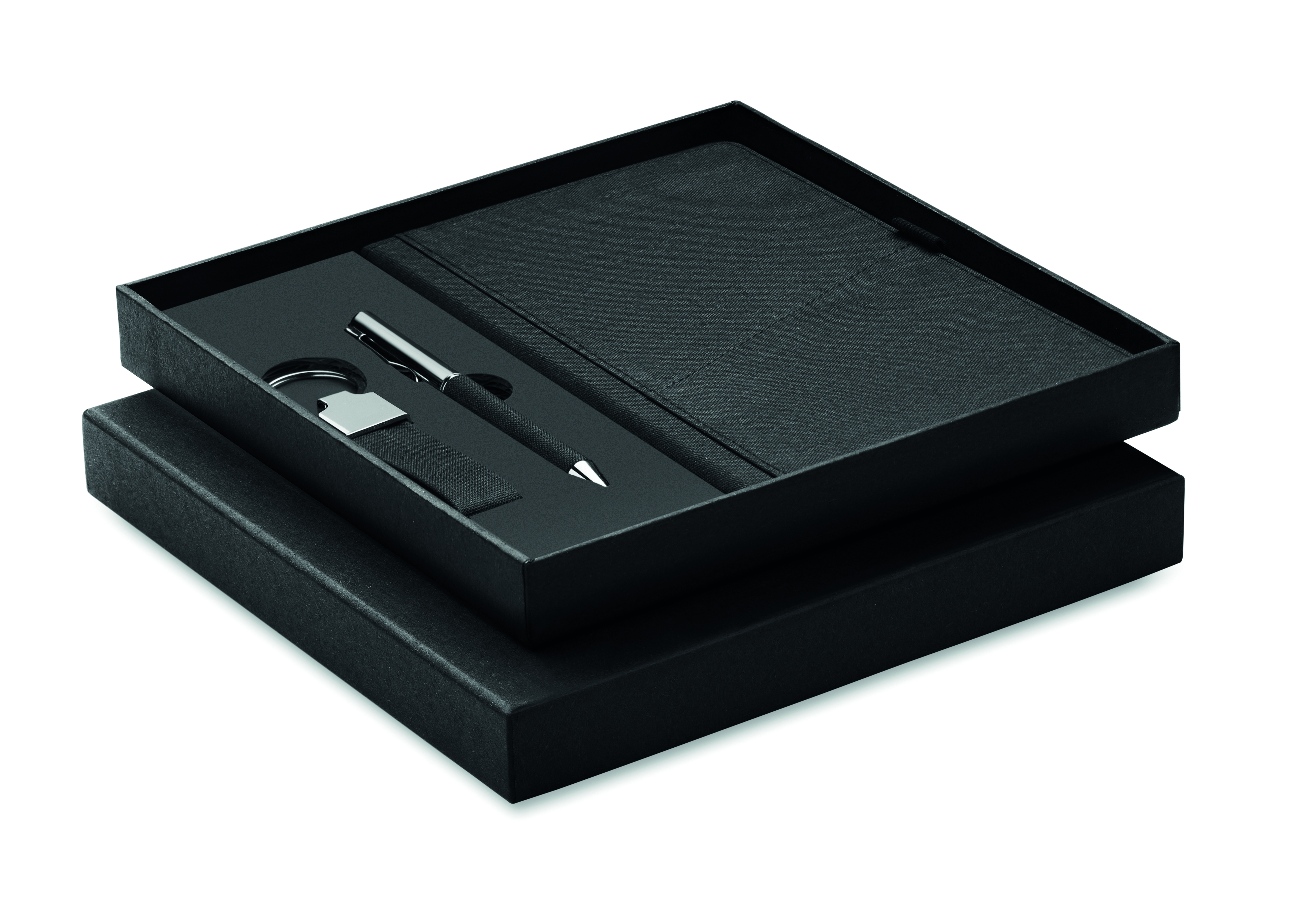 Coffret 3 pièces stylo, carnet et porte-clés
