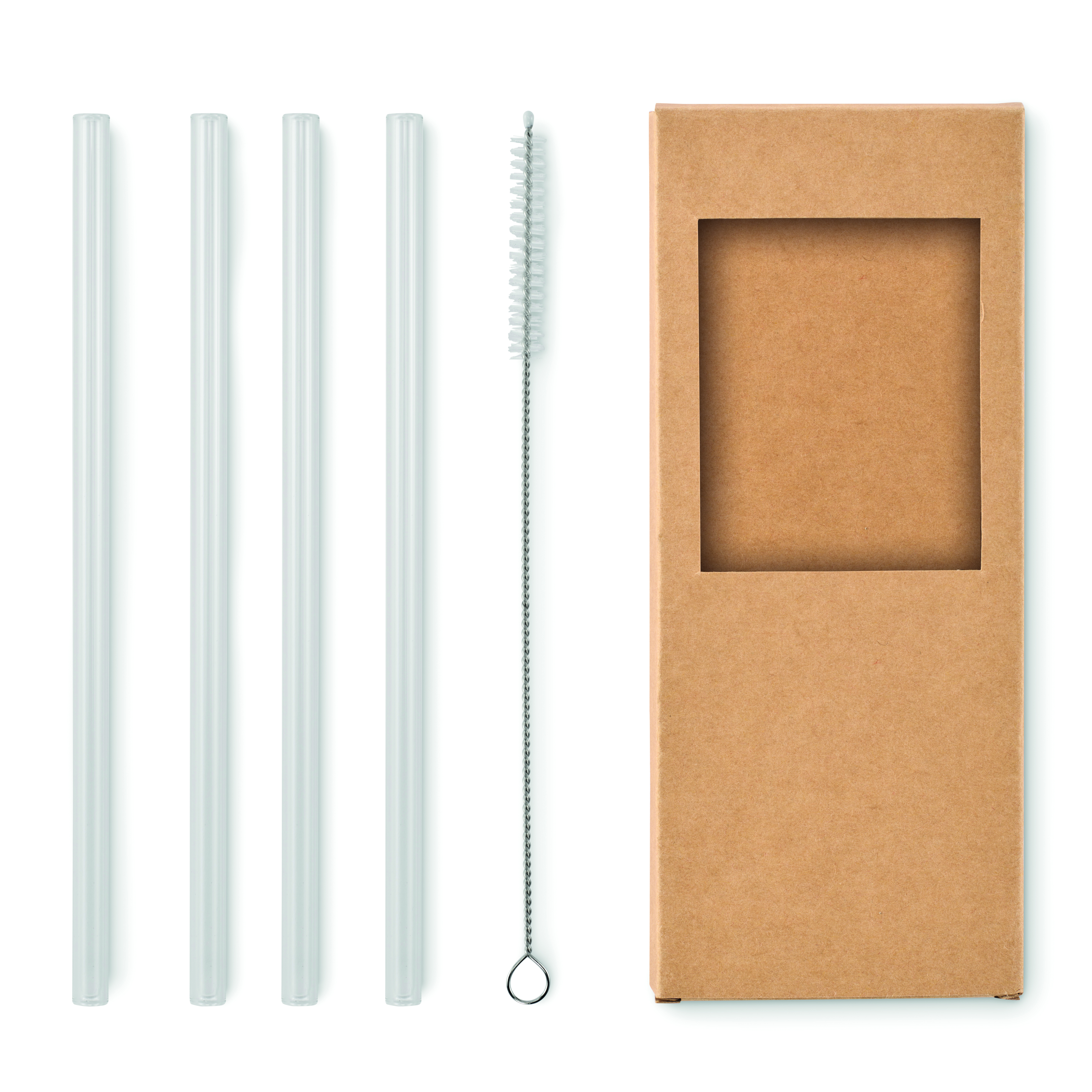 Set de 4 pailles avec brosse en verre borosilicate