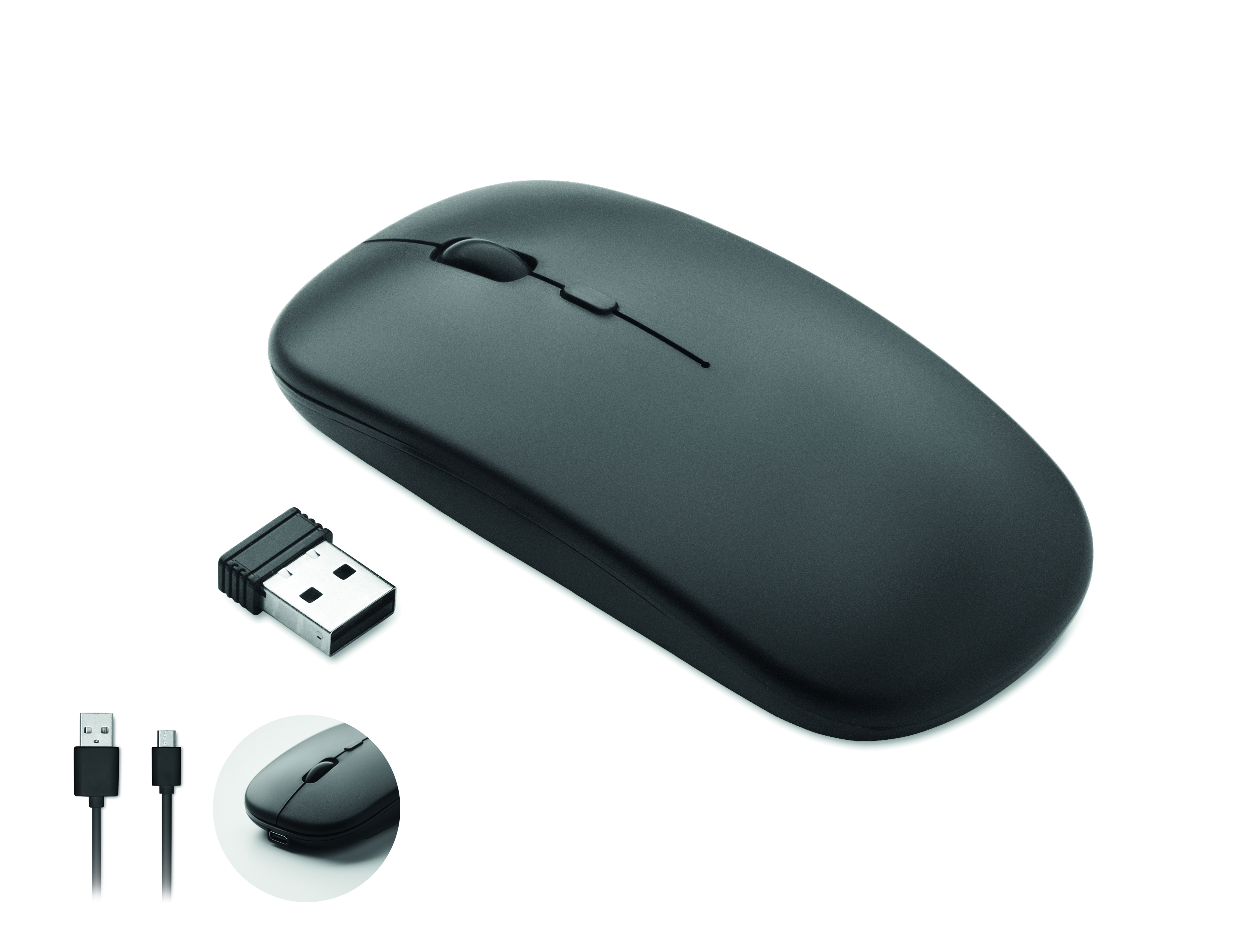 Souris sans fil rechargeable en ABS recyclé