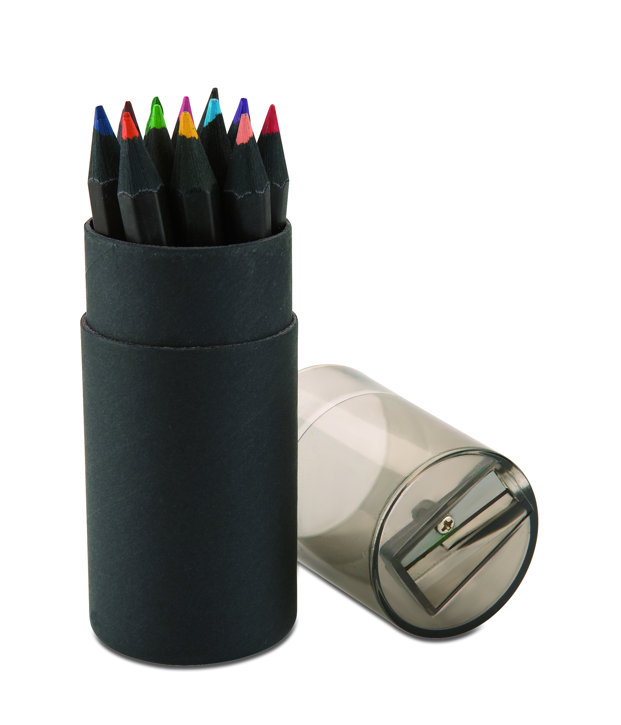 Crayons de couleur noirs avec taille-crayon (lot de 12)