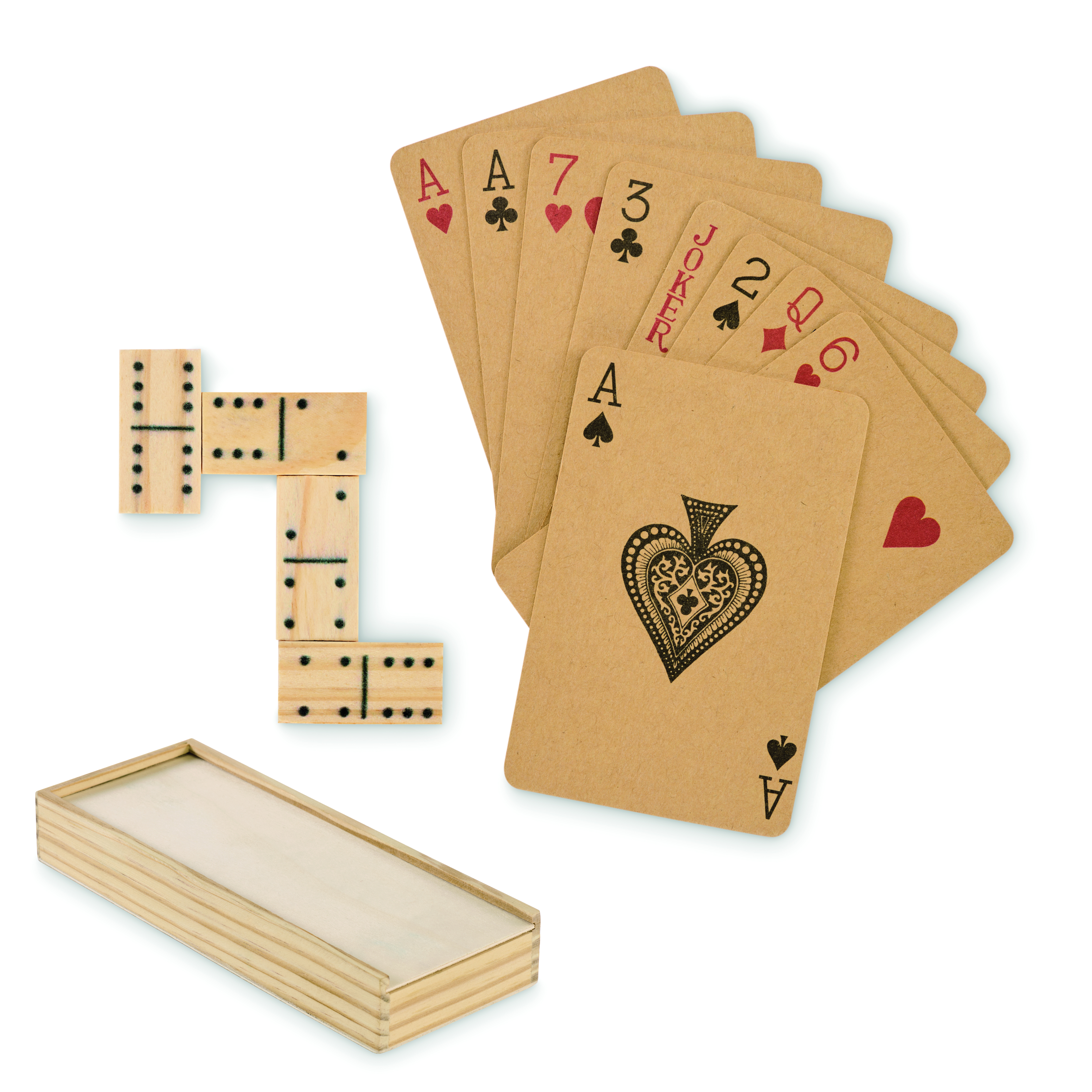 Jeu de dominos et de cartes en bois