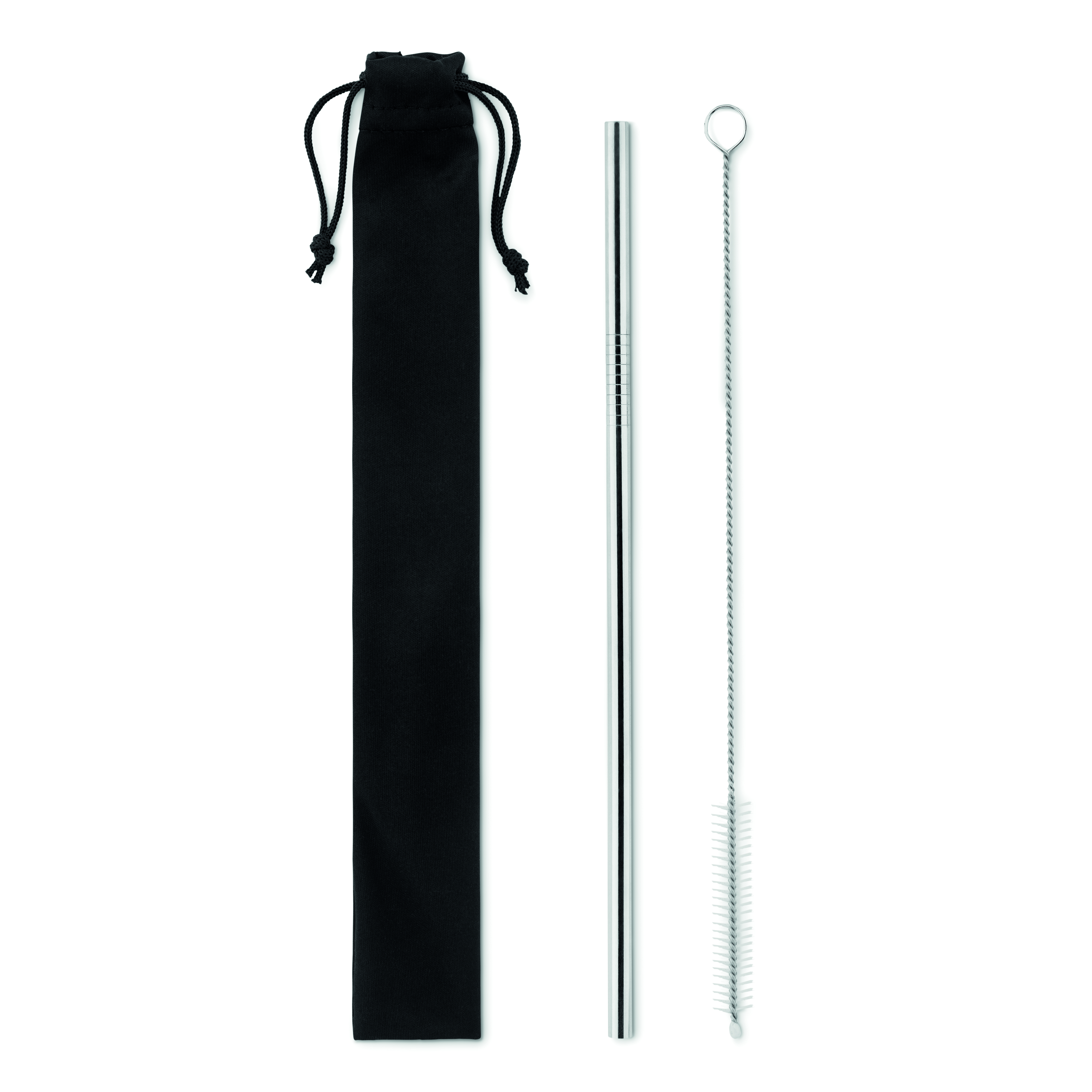 Paille réutilisable avec brossettes et pochette en inox