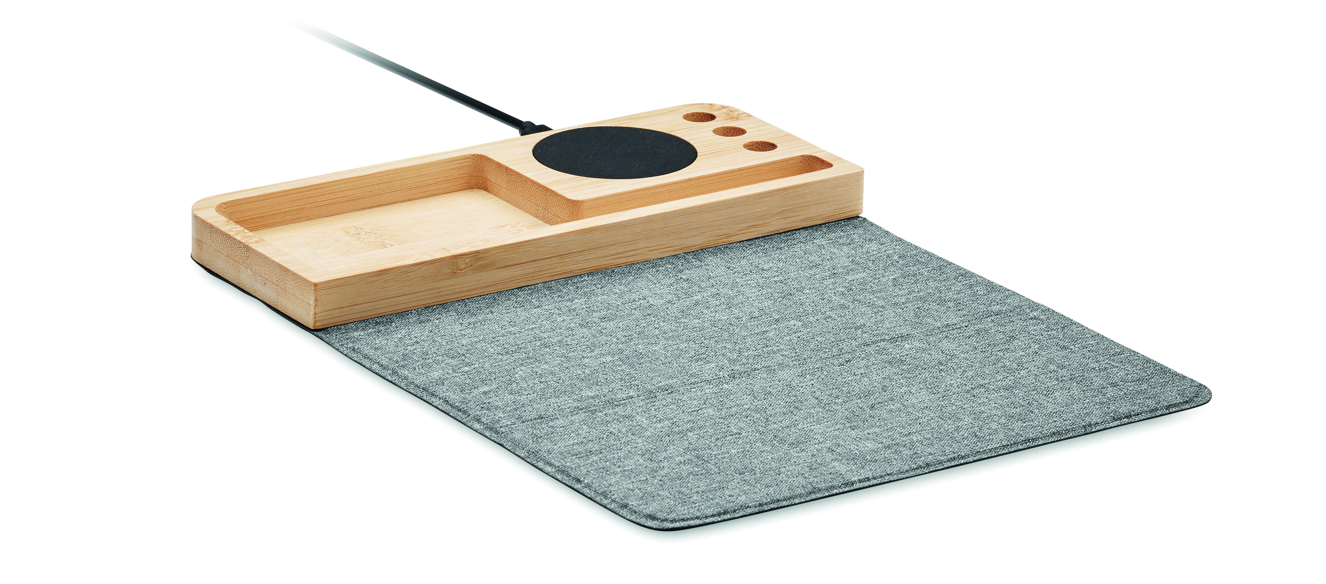 Chargeur sans fil 15 W socle en bambou