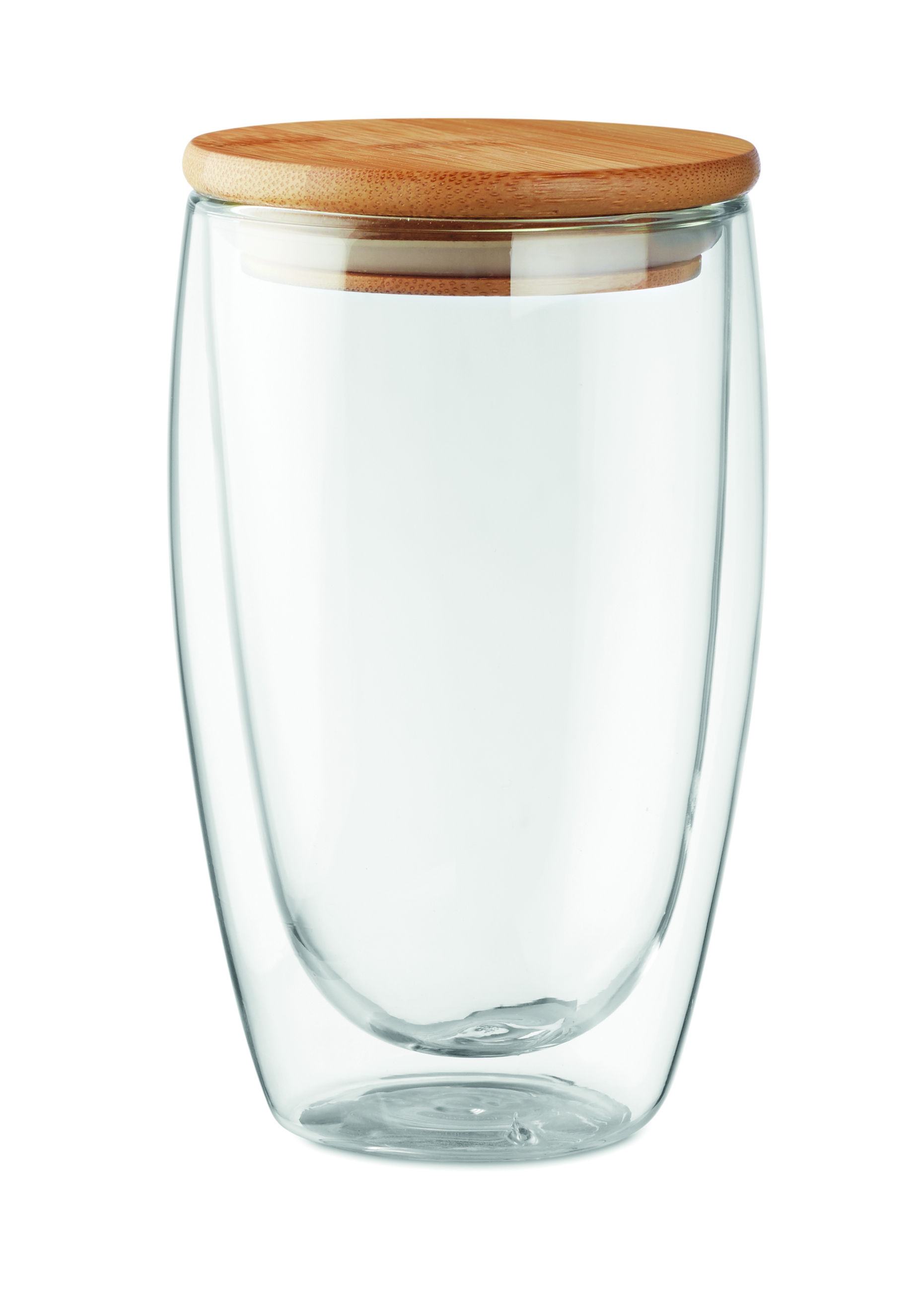 Verre double paroi 450 ml couvercle bambou en borosilicate