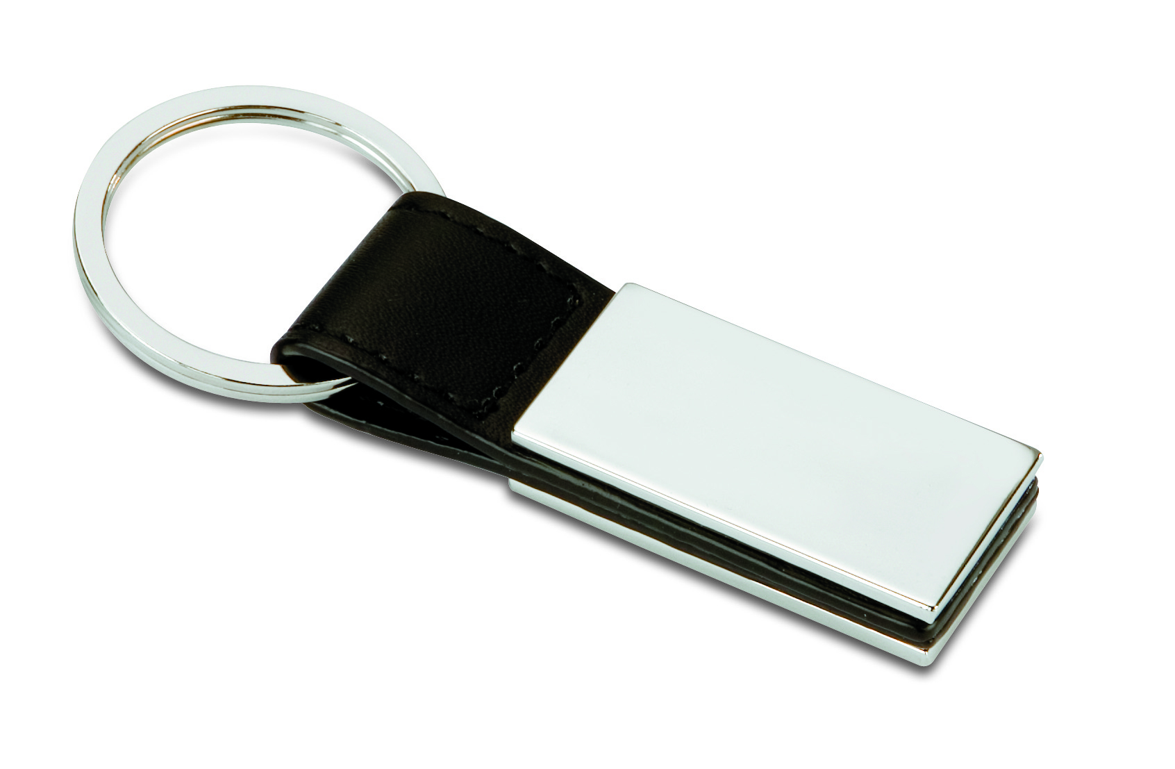Porte-clés à plaque métal en similicuir