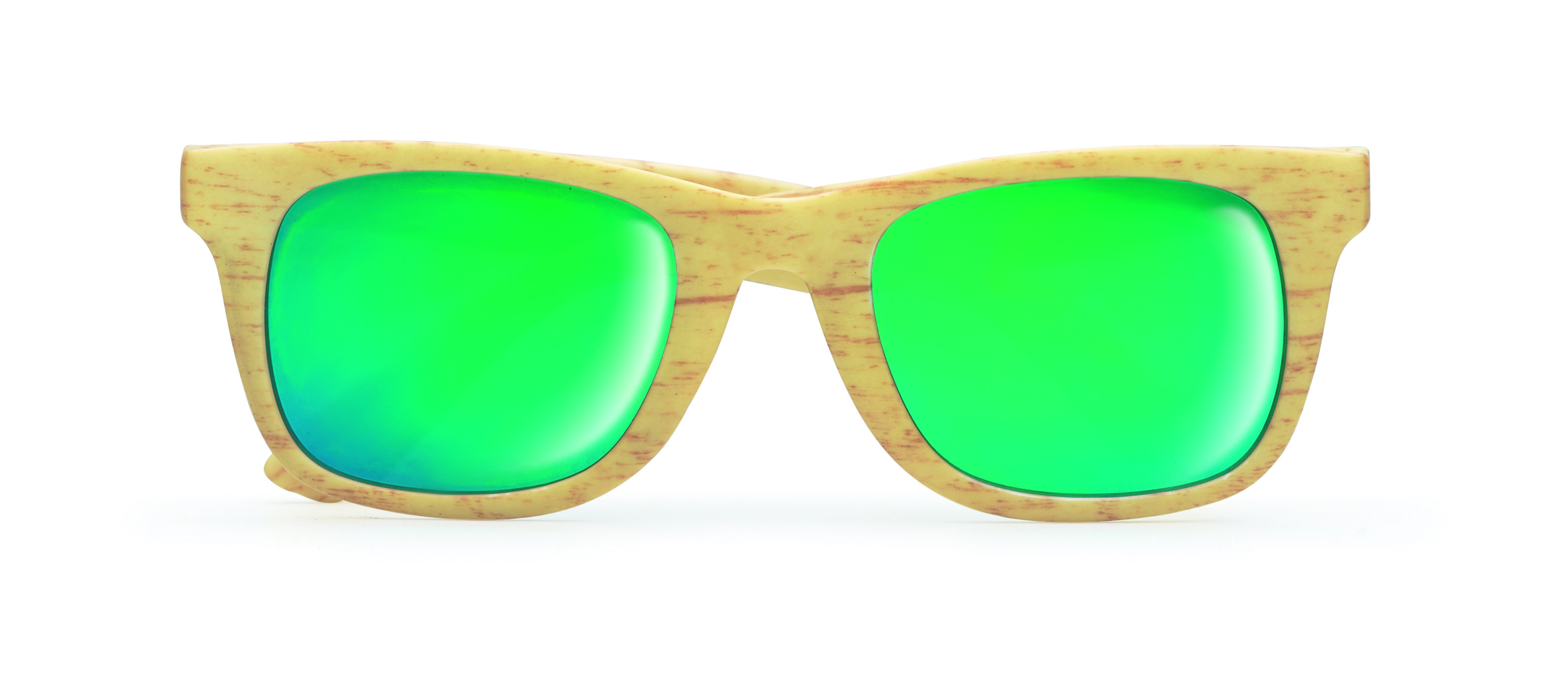 Lunettes de soleil UV400 effet bois verres miroir