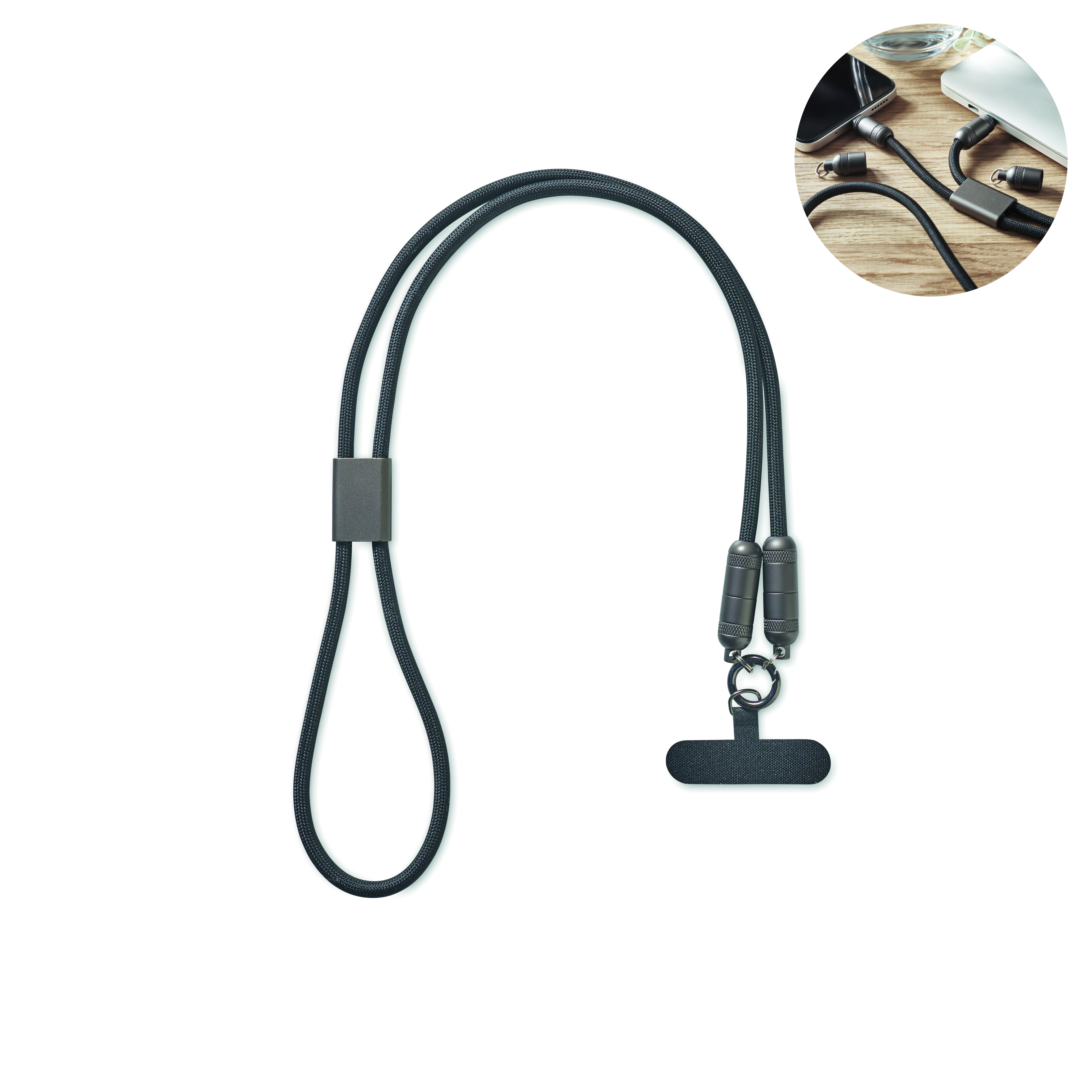 Câble lanière USB-C 60 W avec support téléphone