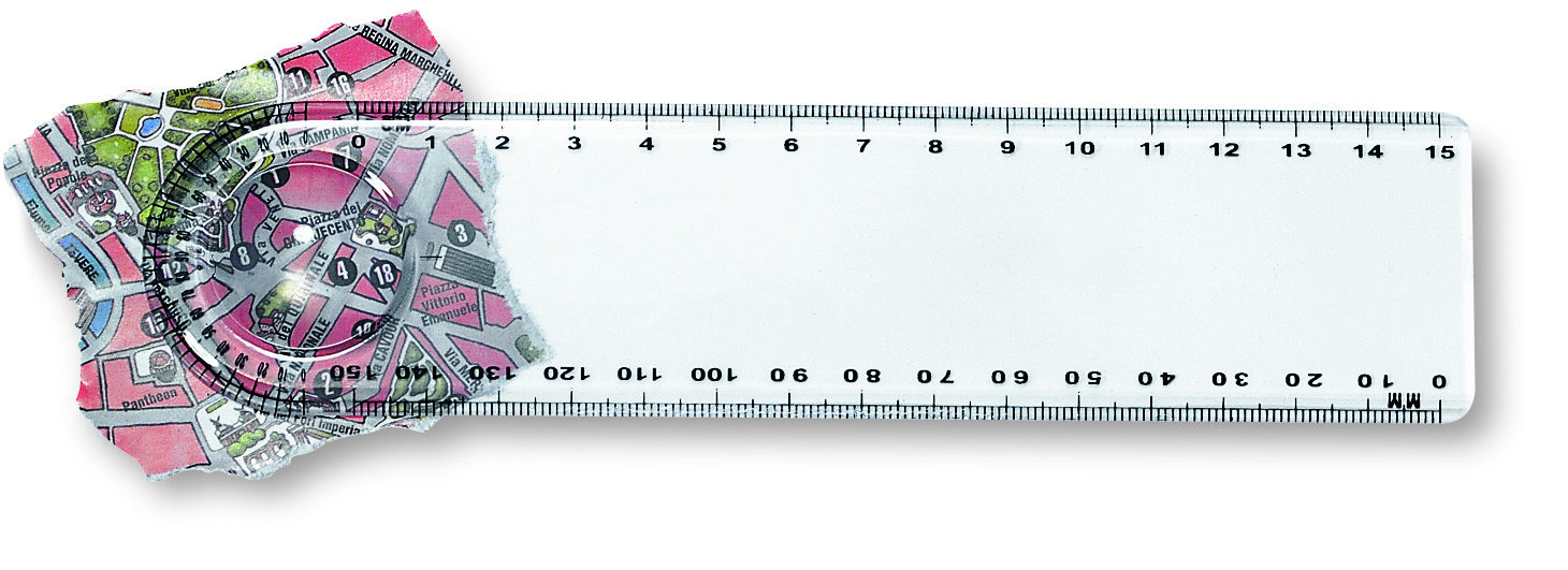 Règle 15 cm avec loupe et rapporteur transparente