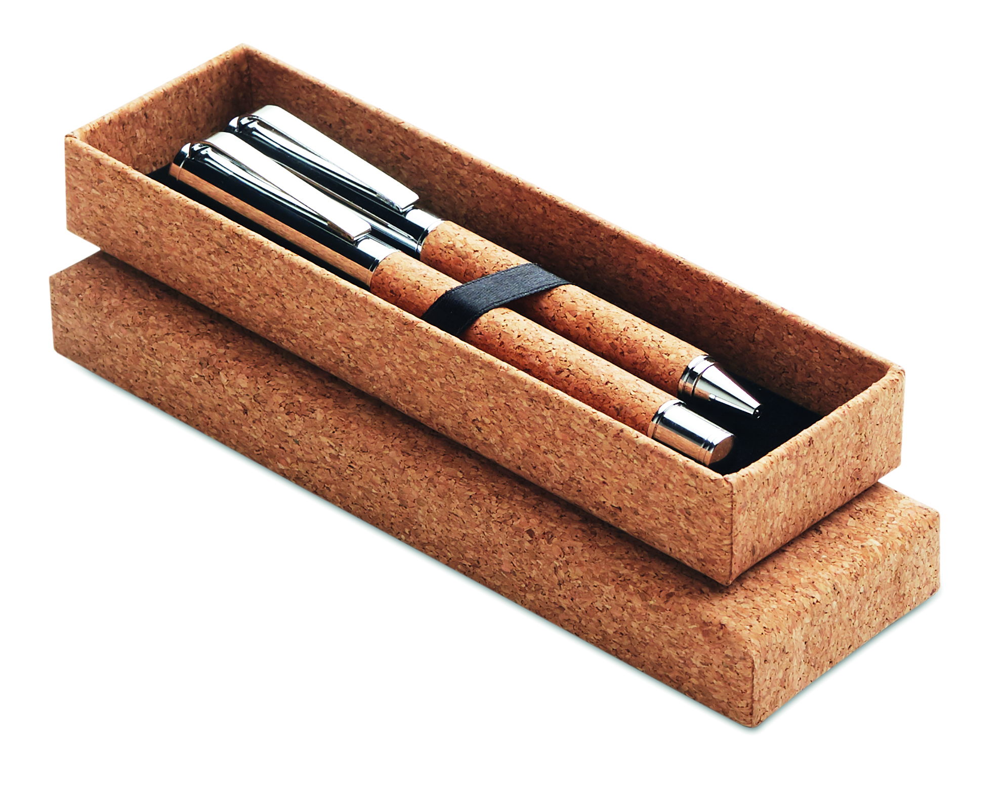 Stylo à bille en boîte liège en métal