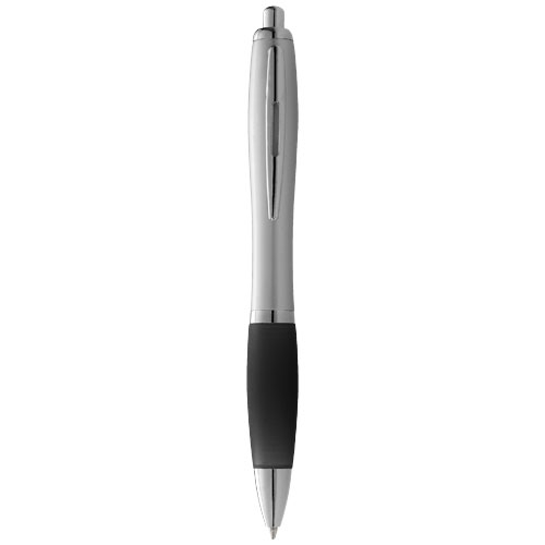 Stylo à bille Nash corps argenté grip coloré