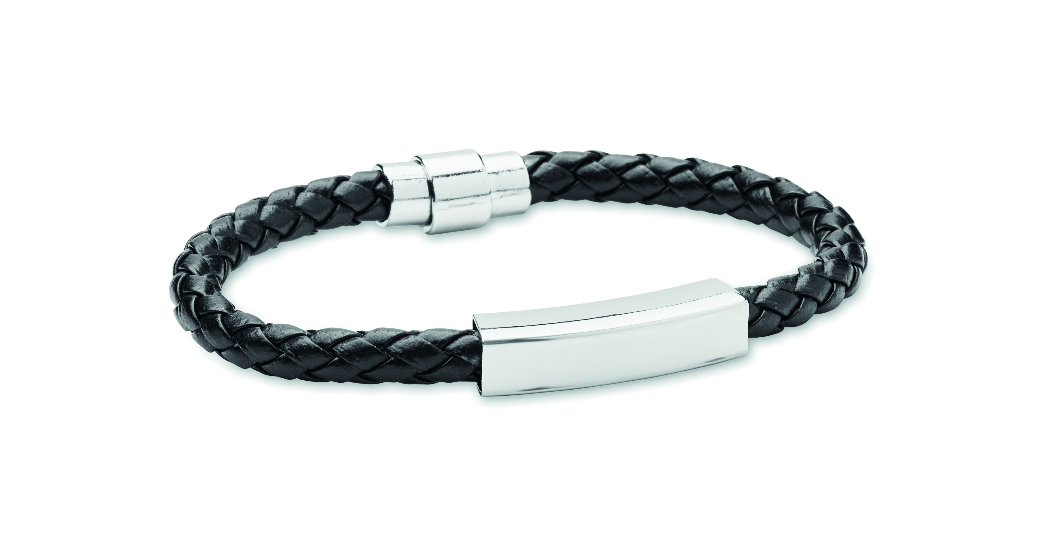 Bracelet tressé à fermoir acier en similicuir