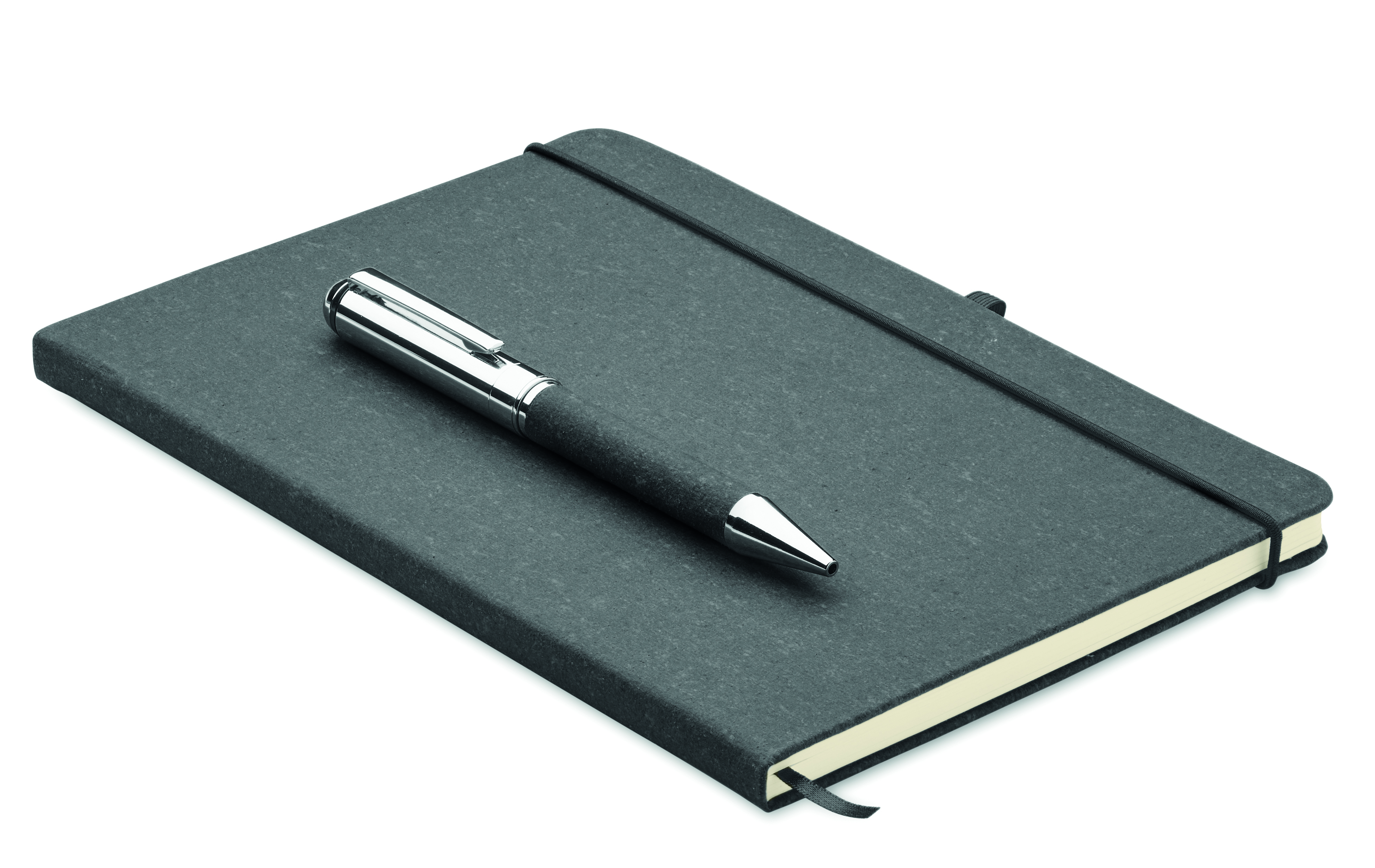Coffret carnet A5 et stylo en cuir recyclé et métal