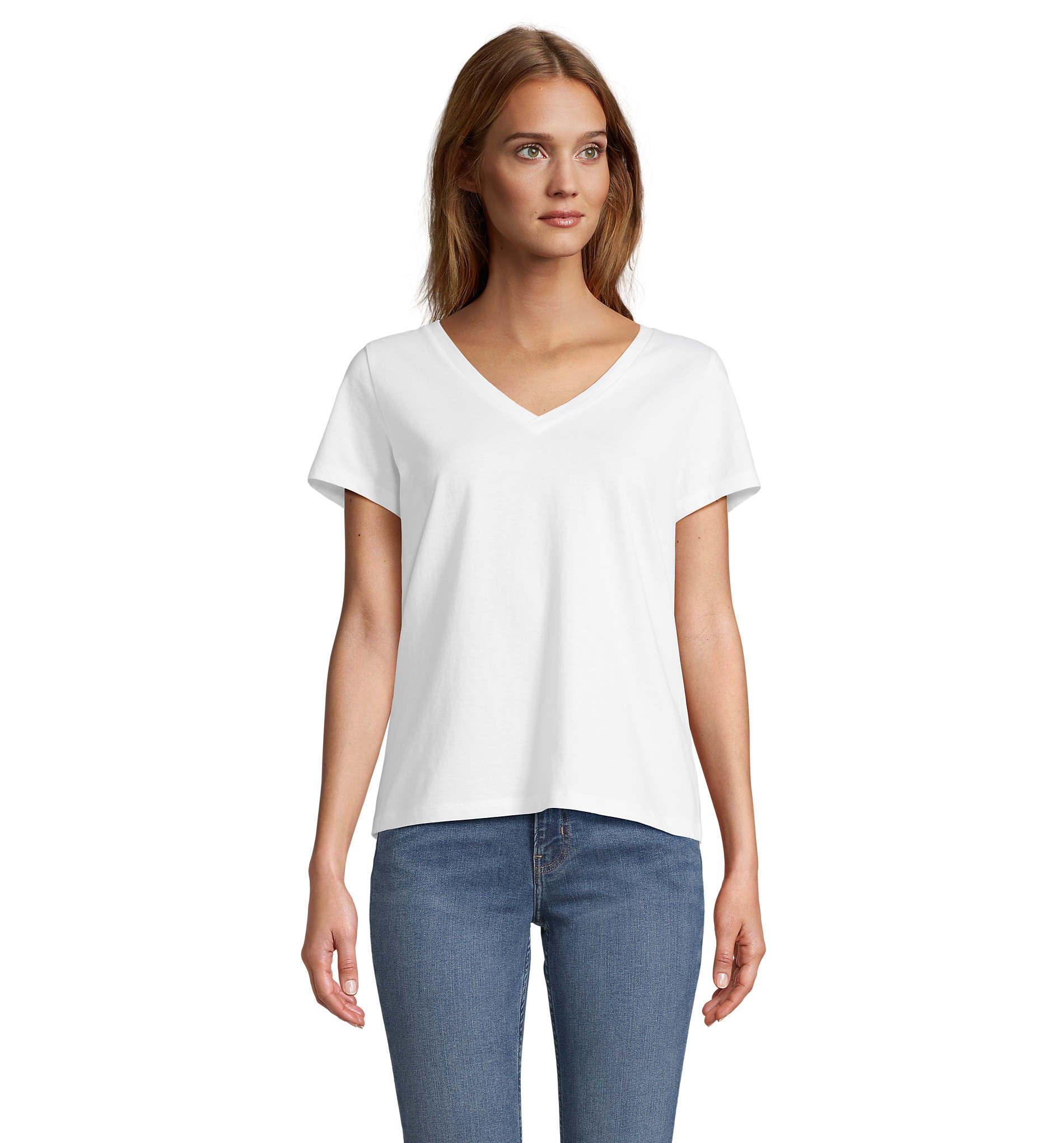 T-shirt Regent col V en coton - Femme