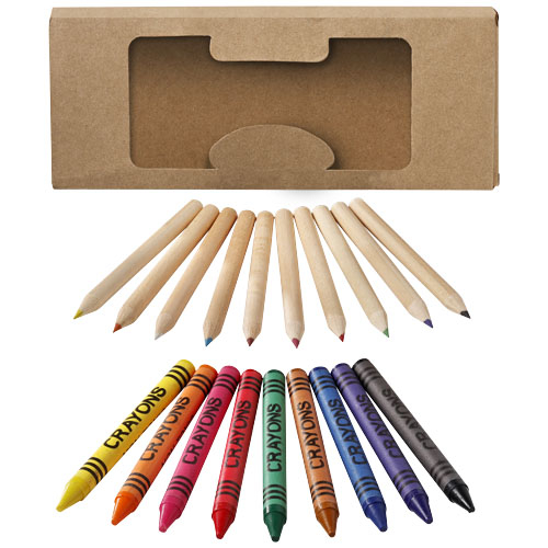 Kit crayons de couleur et crayons gras 19 pièces Lucky
