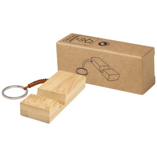 Support téléphone avec porte-clés Bosona en bambou