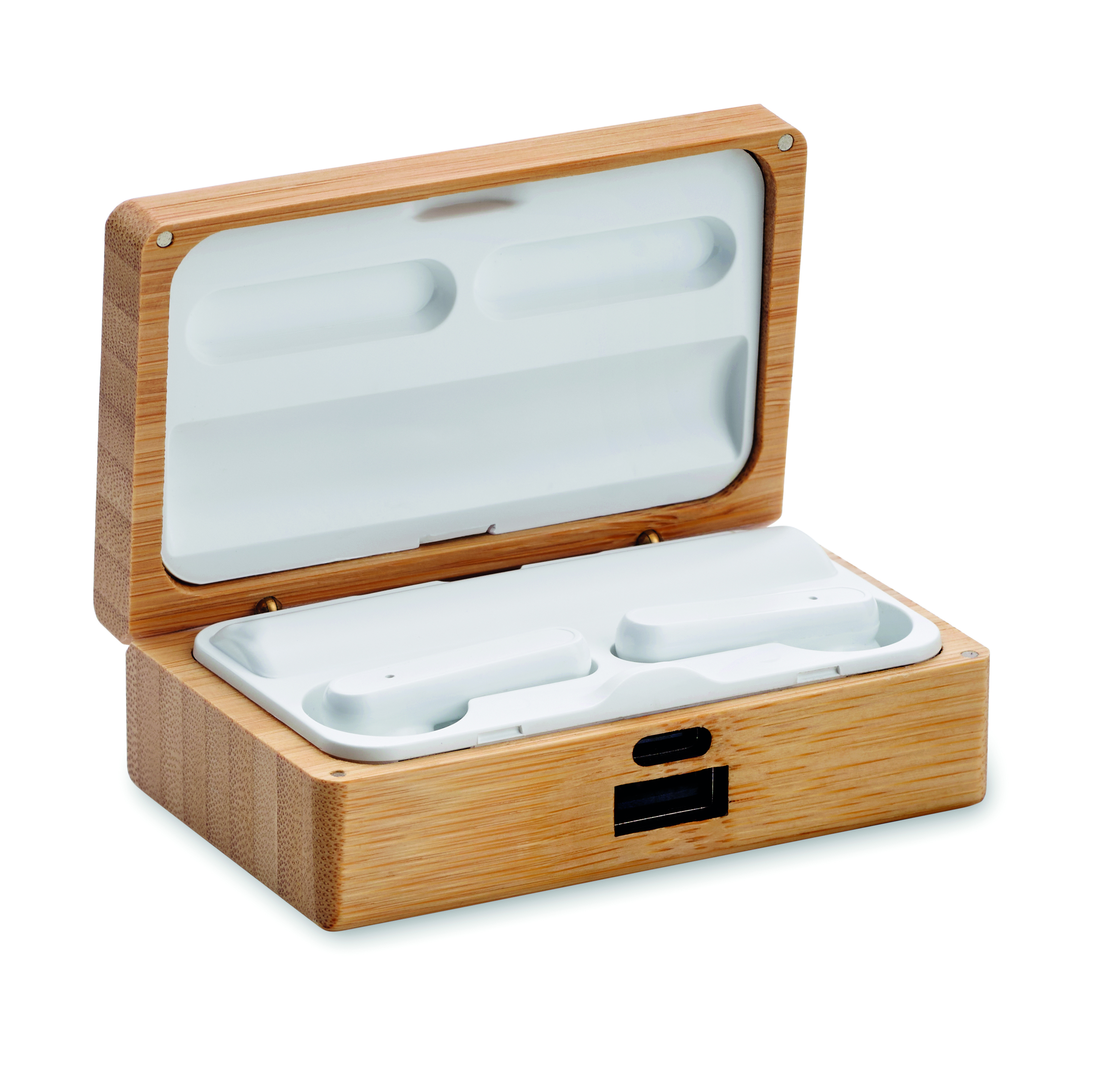 Écouteurs TWS étui batterie 1 200 mAh en bambou
