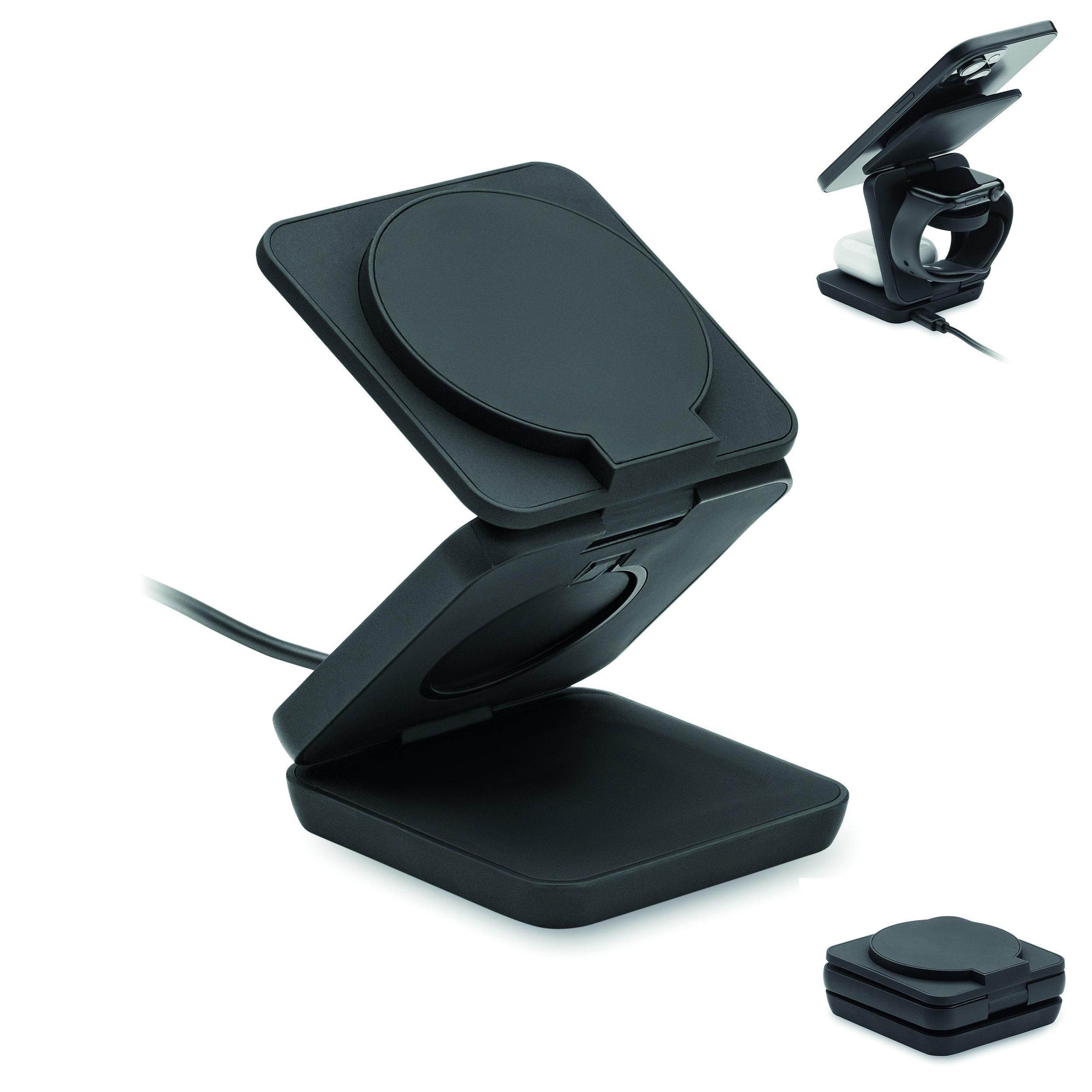 Station de charge 3 en 1 pliable en ABS recyclé