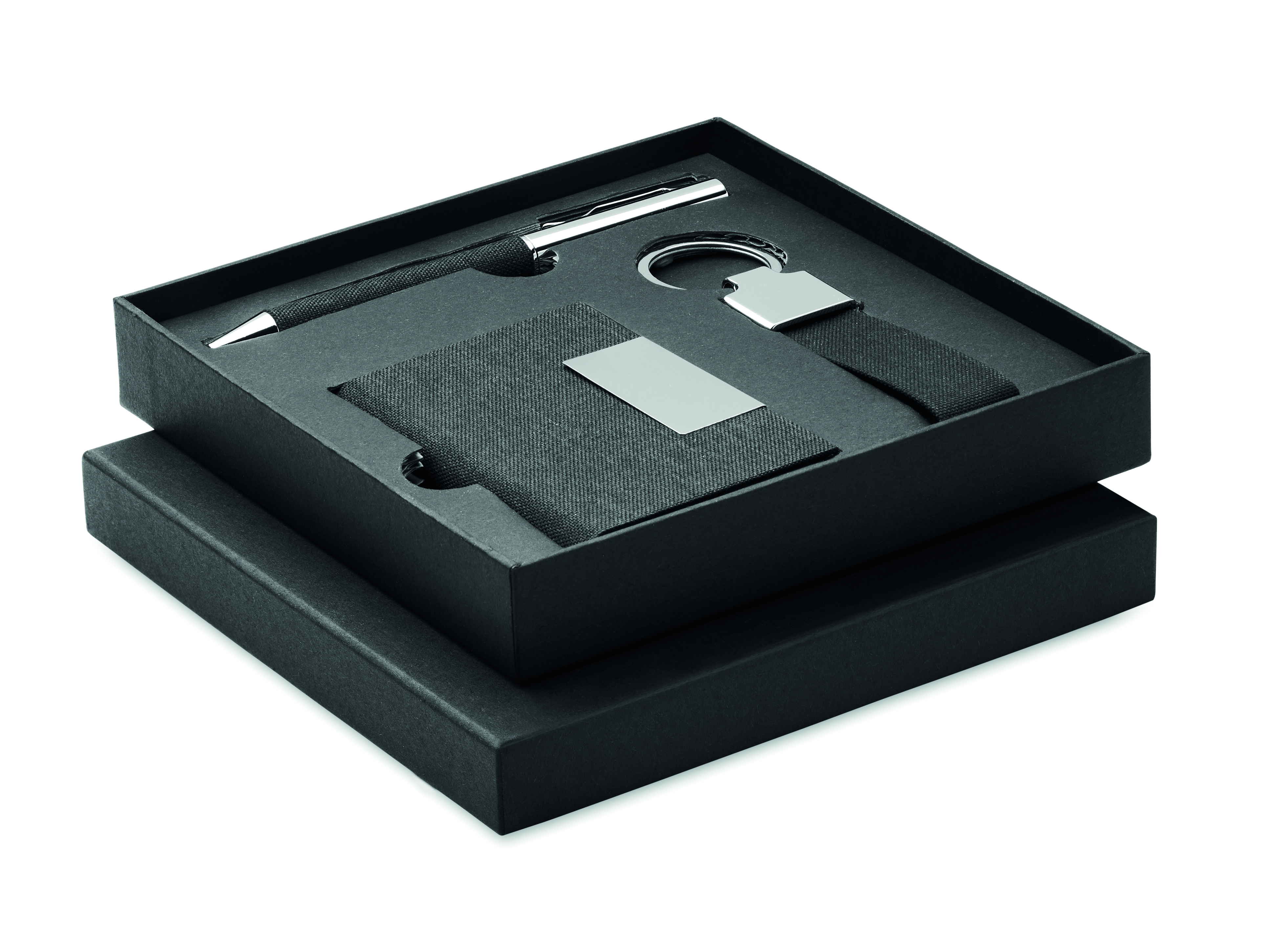 Coffret 3 pièces stylo, porte-clés et porte-cartes