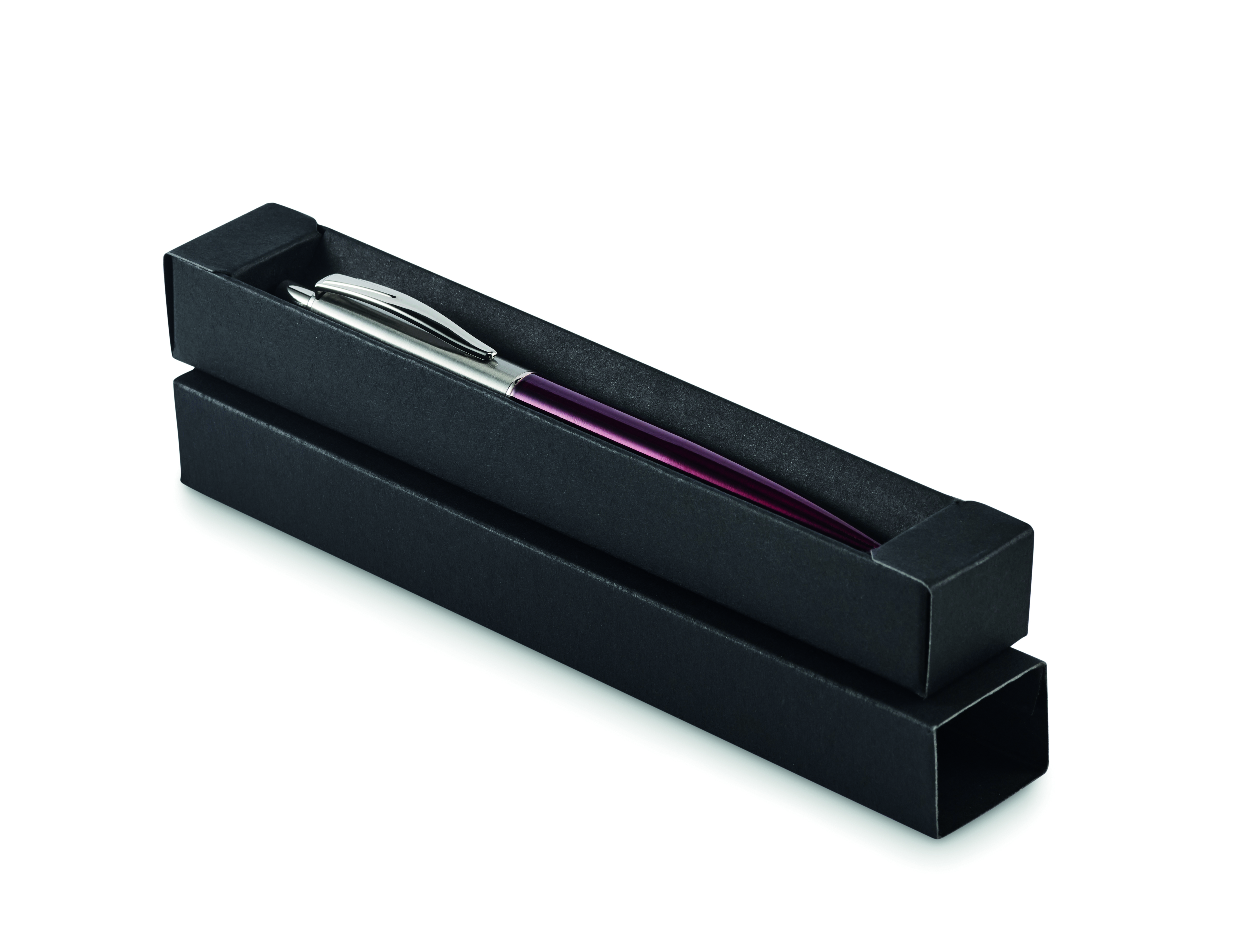 Stylo à bille avec étui cadeau noir en inox recyclé