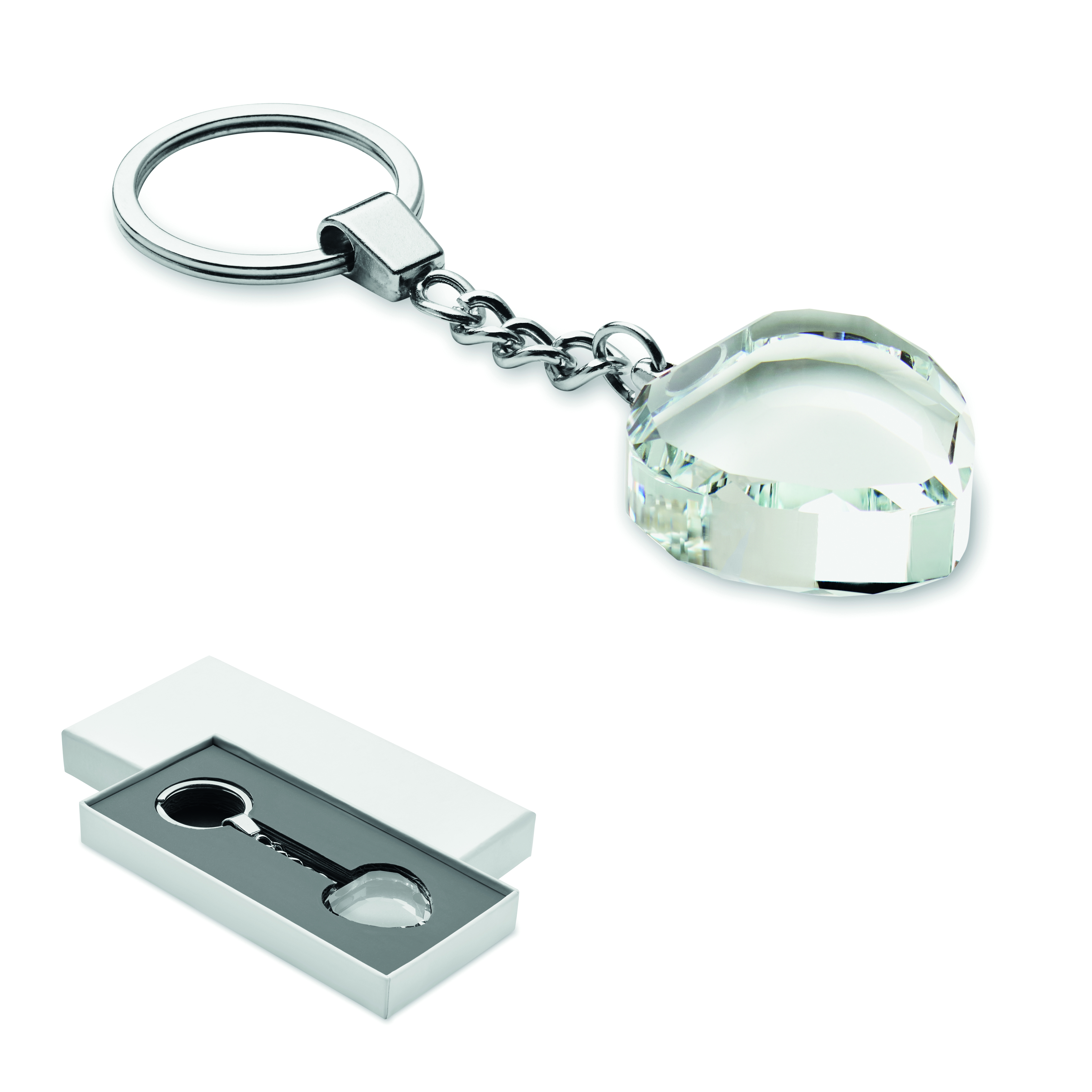 Porte-clés cœur en verre